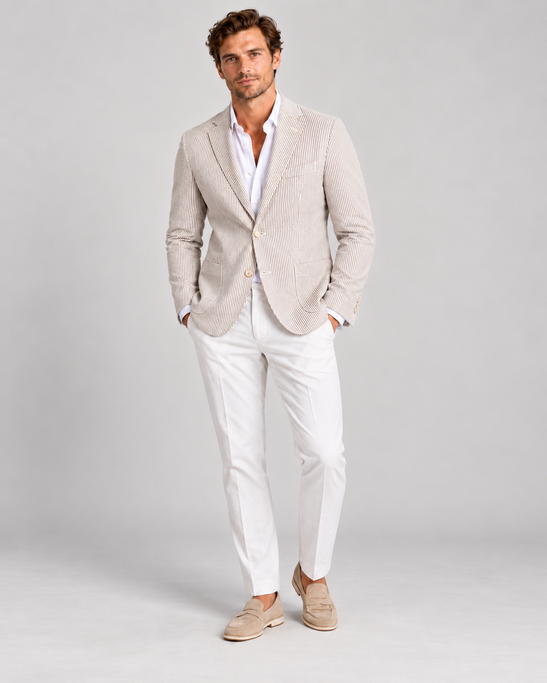 Men's Striped Blazer – Lightweight Tailored Fit