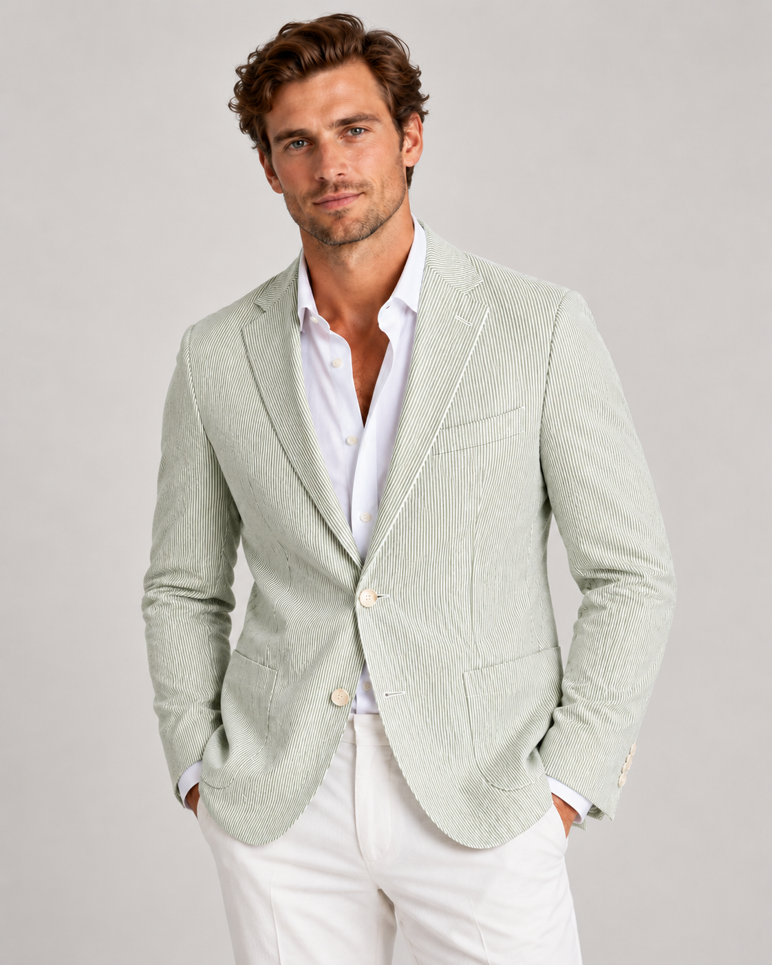 Men's Striped Blazer – Lightweight Tailored Fit