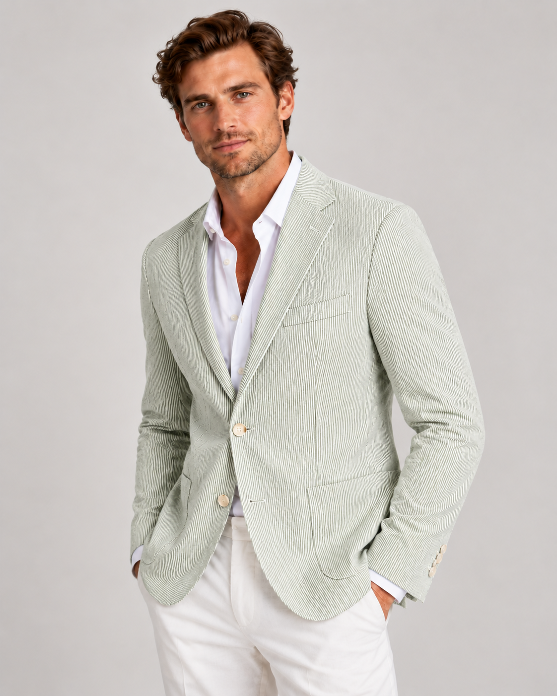 Men's Striped Blazer – Lightweight Tailored Fit