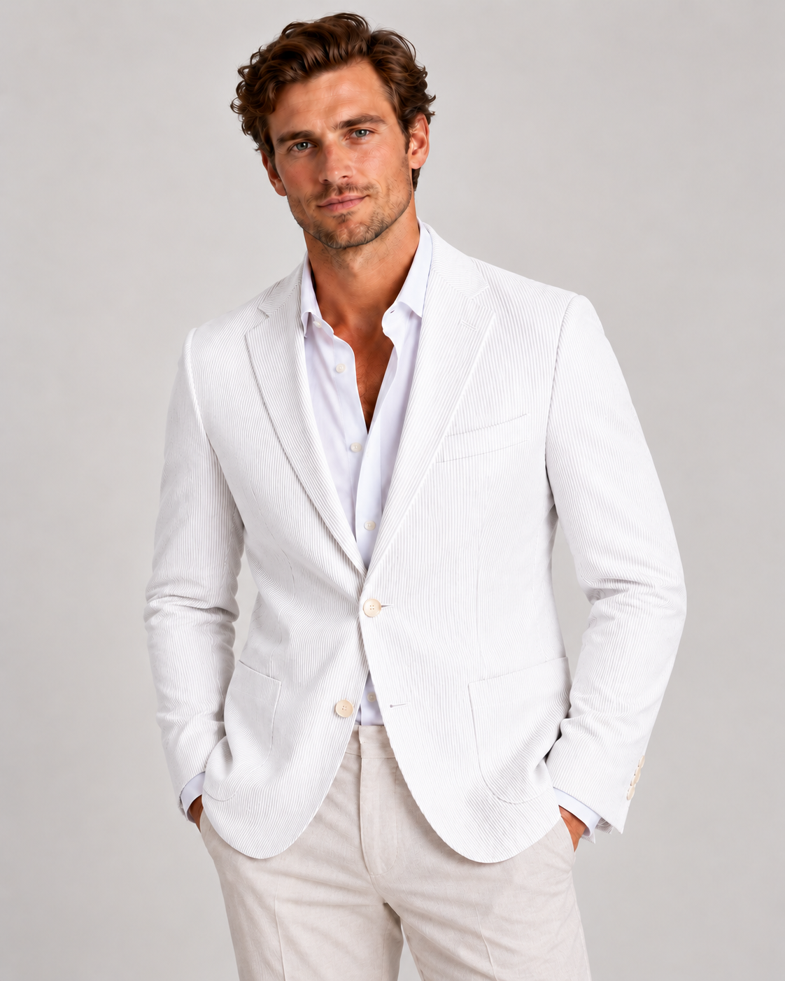 Men's Striped Blazer – Lightweight Tailored Fit