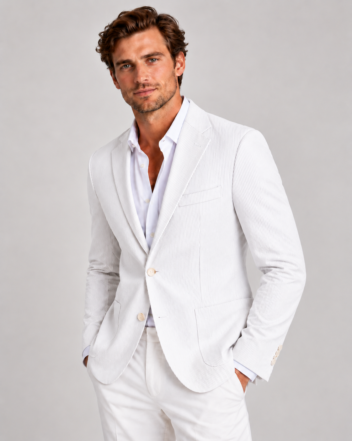 Men's Striped Blazer – Lightweight Tailored Fit