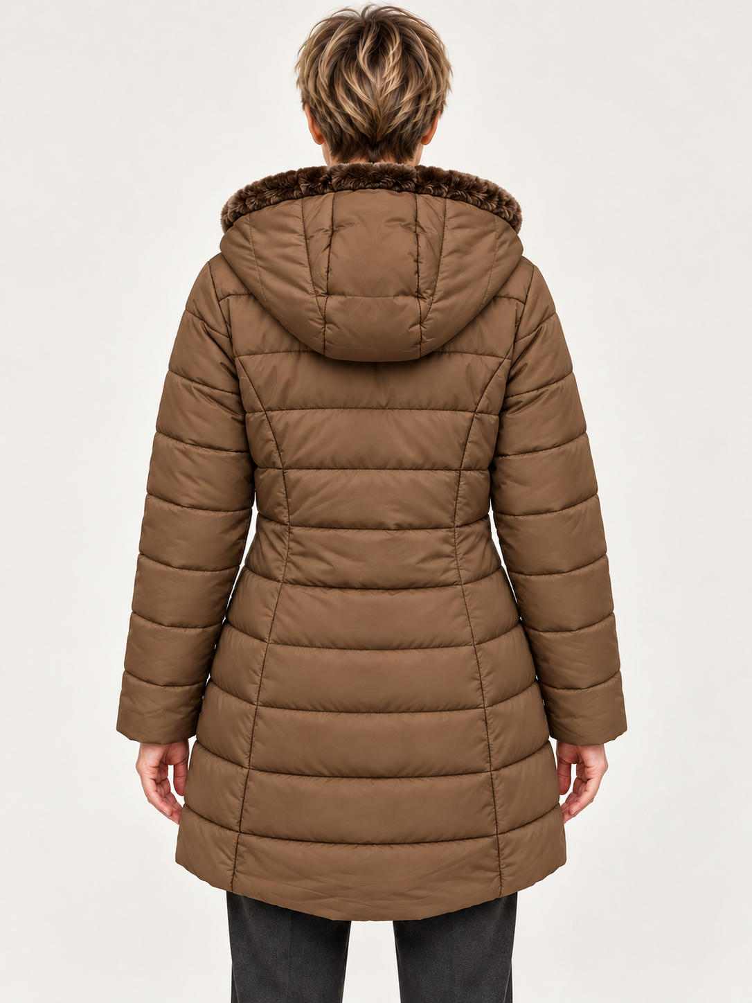 Women’s Hooded Puffer Coat – Fleece-Lined & Longline