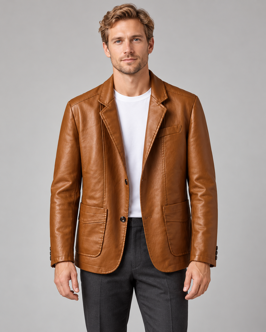 Men’s Jacket In Leather With Lapels