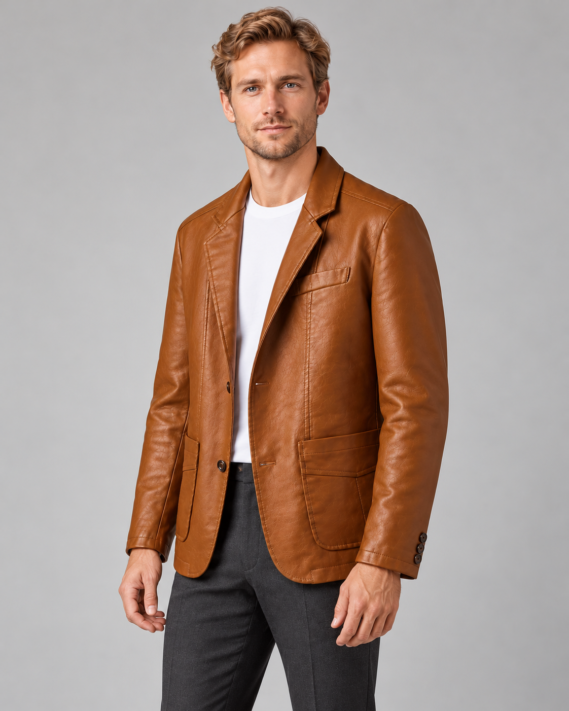 Men’s Jacket In Leather With Lapels