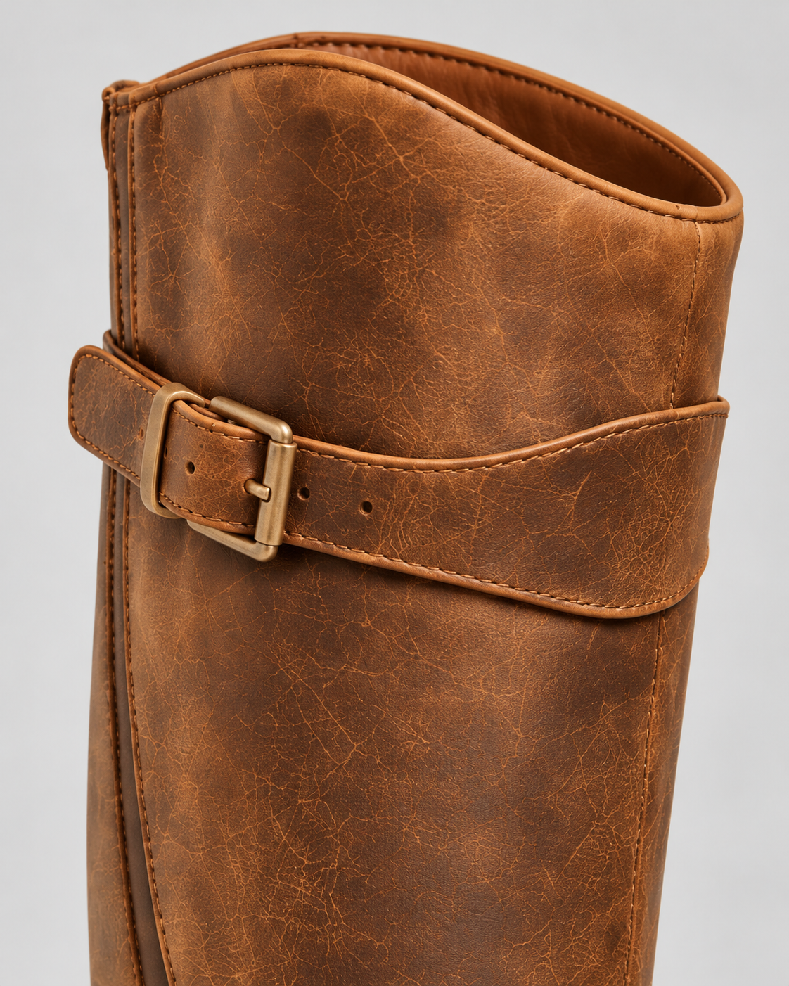 Women's Waterproof Leather Knee-High Boots – Buckle Strap