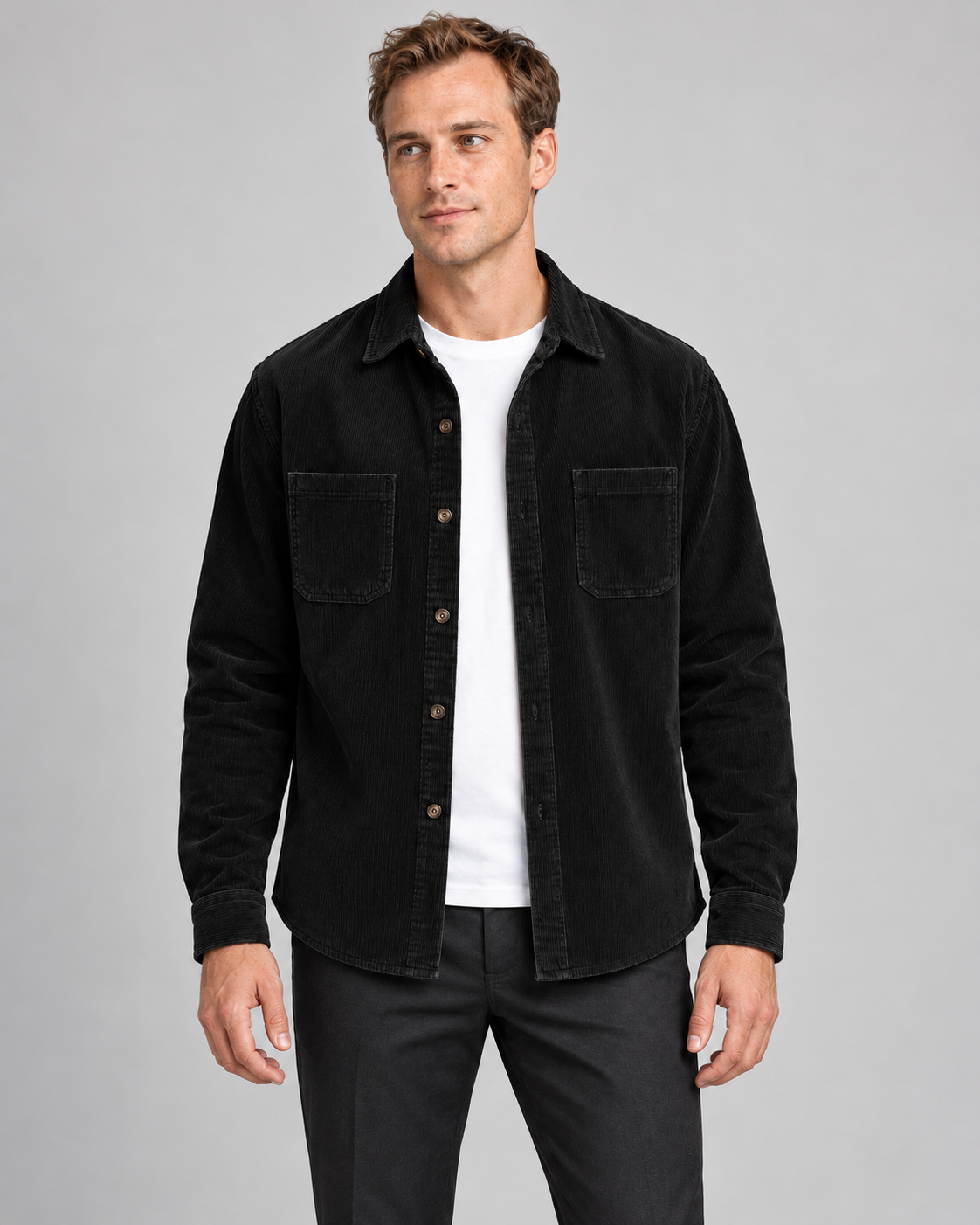 Men’s Jacket In Corduroy With Chest Pockets
