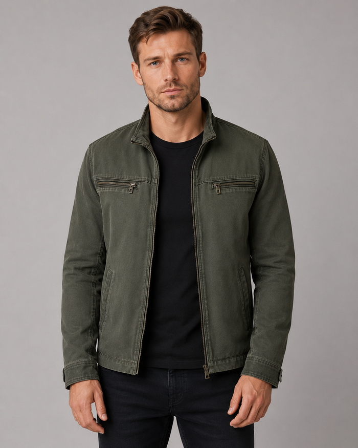 Men's Cotton Zip Front Jacket