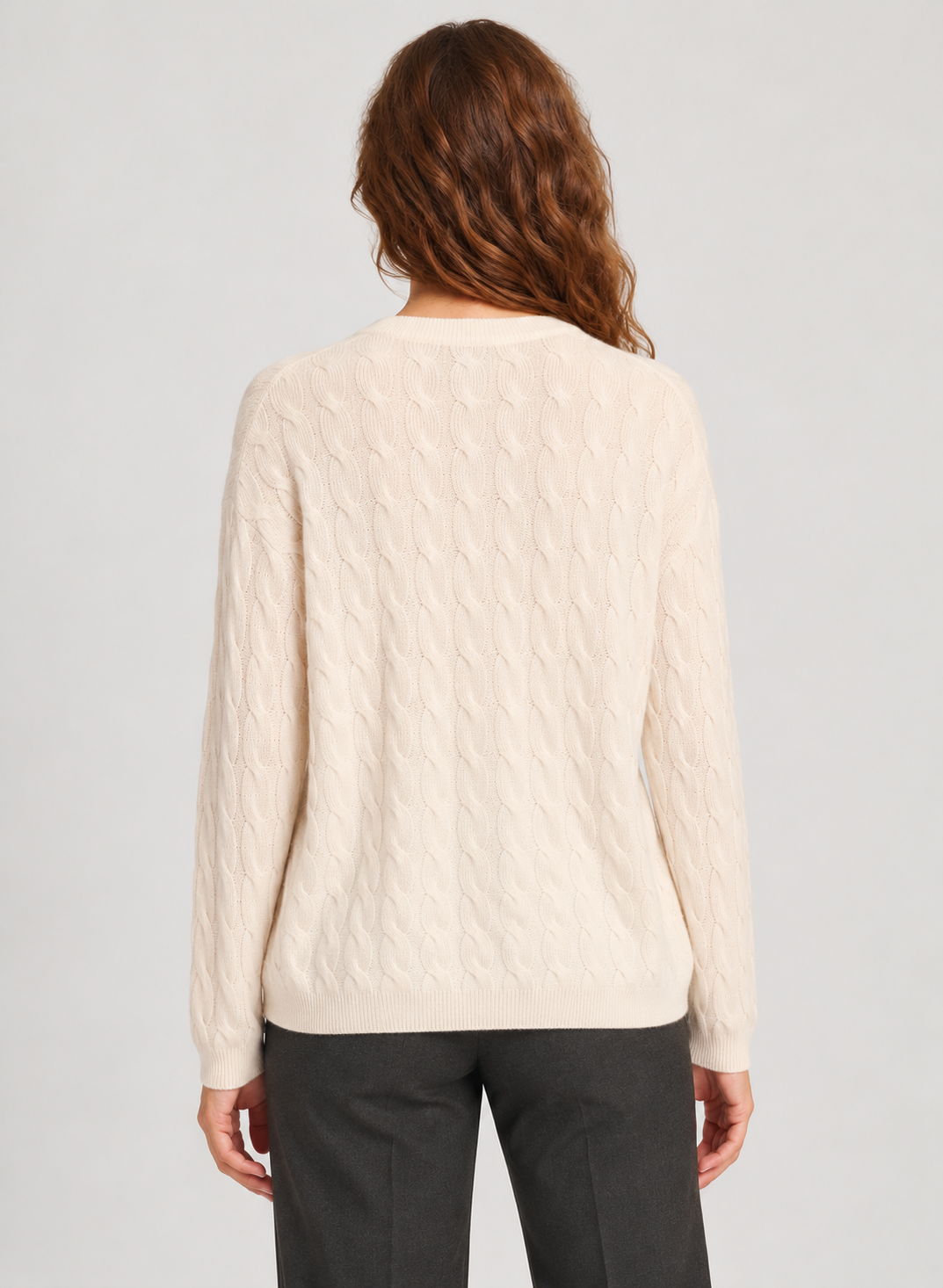 Women’s Jumper In Cashmere With Cable Knit