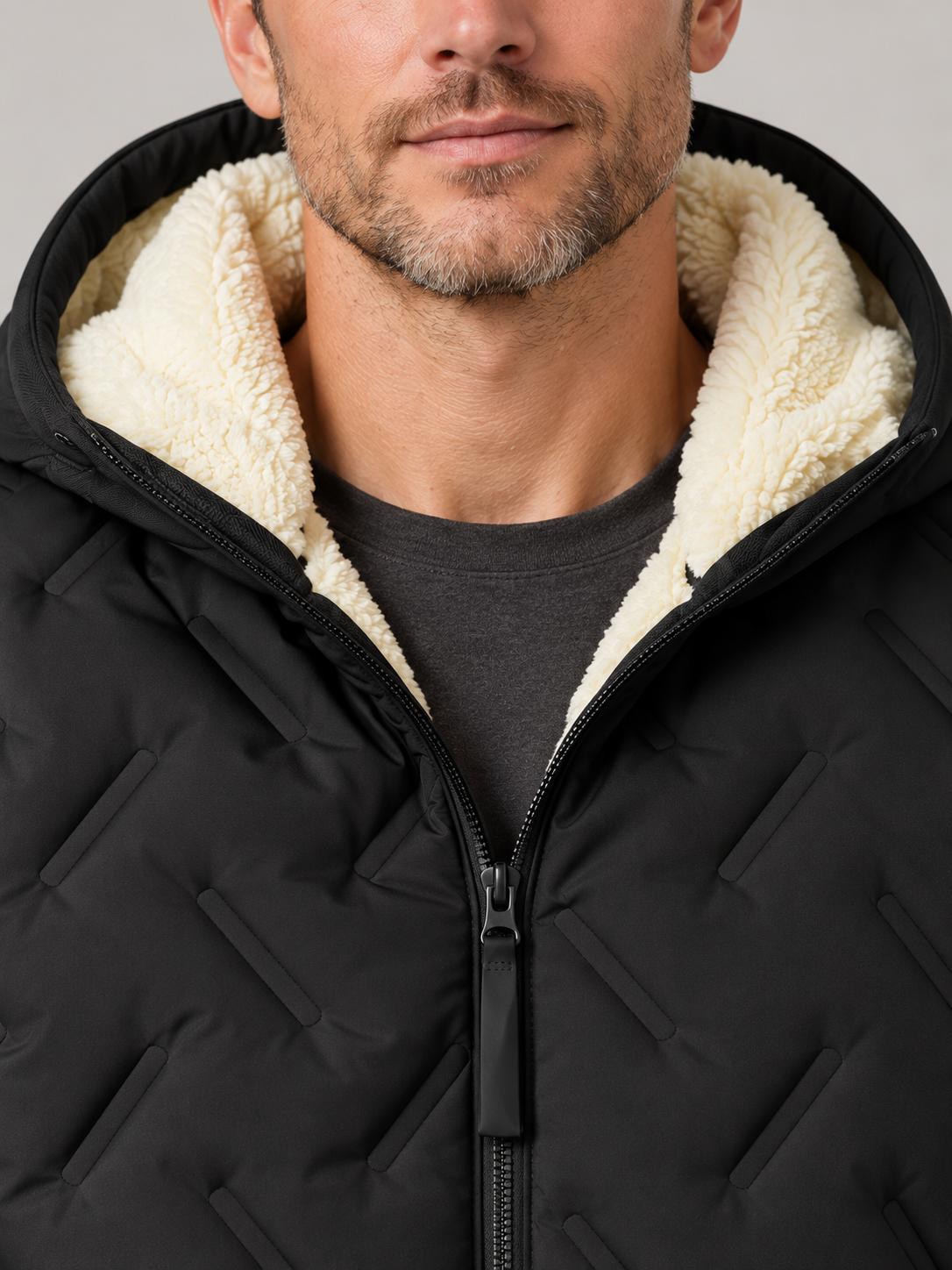 Men’s Hooded Puffer Jacket — Fleece Lining
