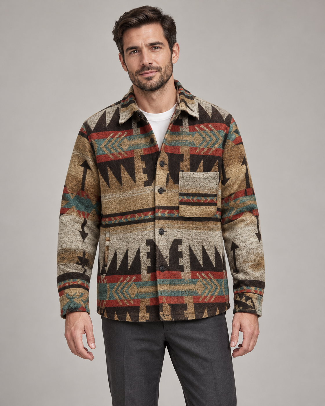 Men’s Jacket With Geometric Pattern