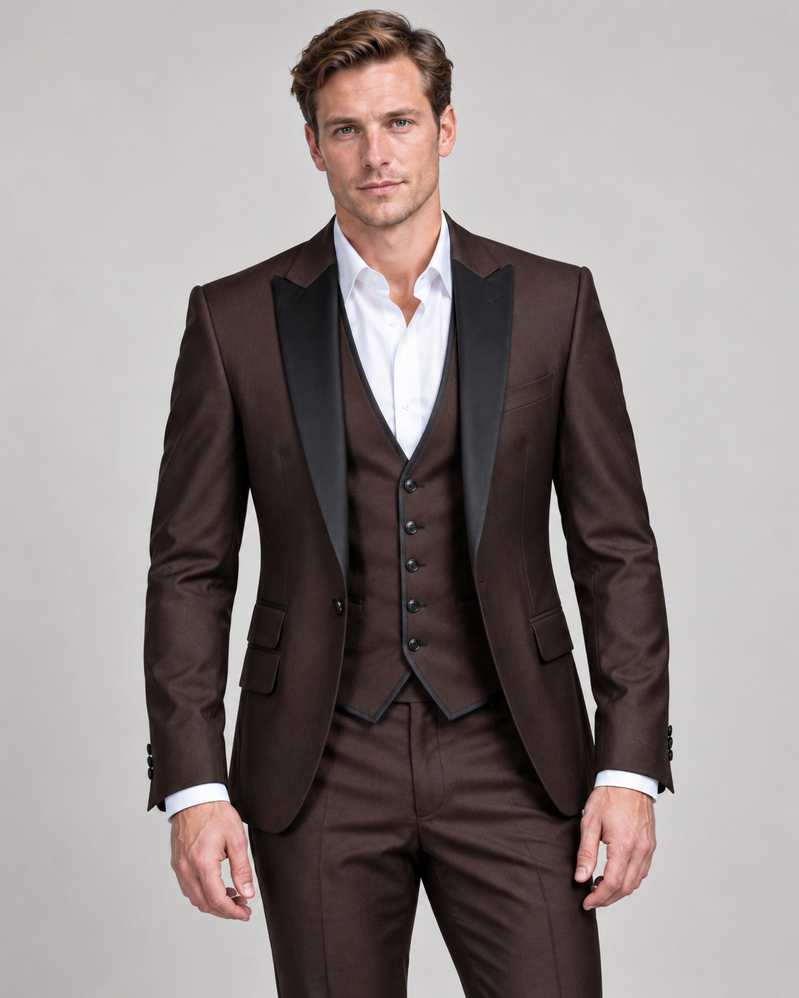 Men’s Suit Three Piece Contrast Lapel Set