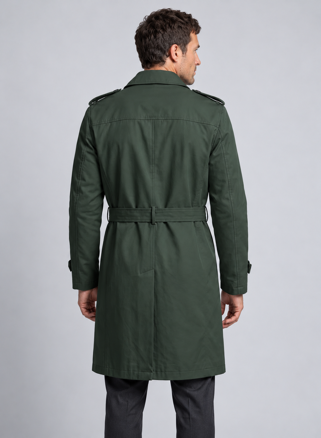 Men’s Trench Coat With Belted Waist