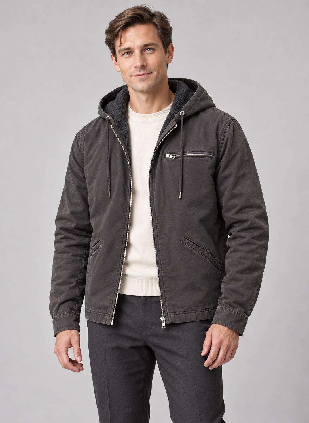 Men’s Jacket With Hood And Fleece Lining