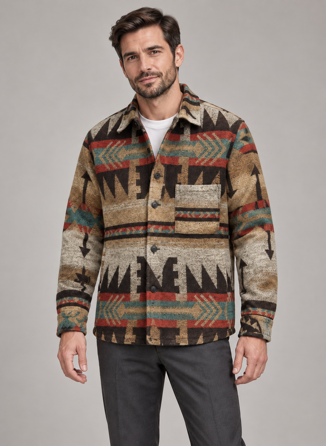 Men’s Jacket With Geometric Pattern