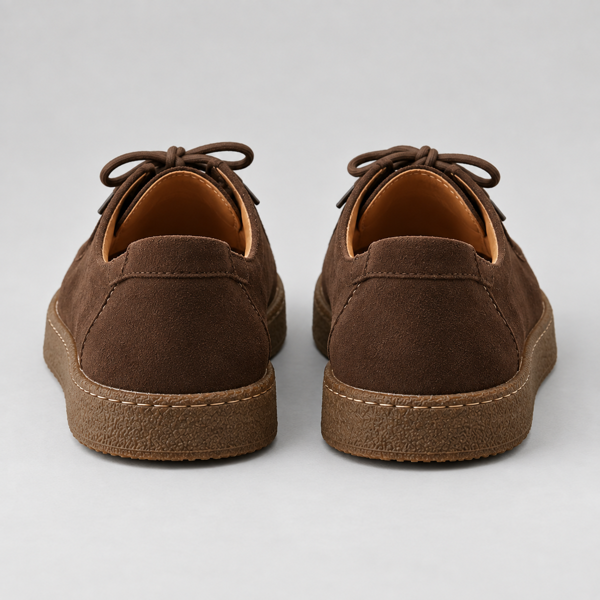 Men's Faux Suede Lace-Up Moccasins – Crepe-Style Sole
