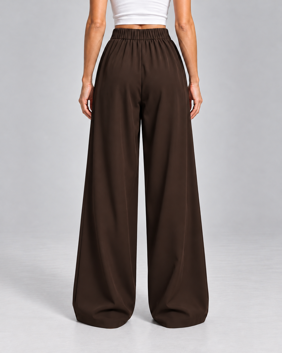 Ladies Wide Leg Trousers – High Waisted Pleated Style with Pockets