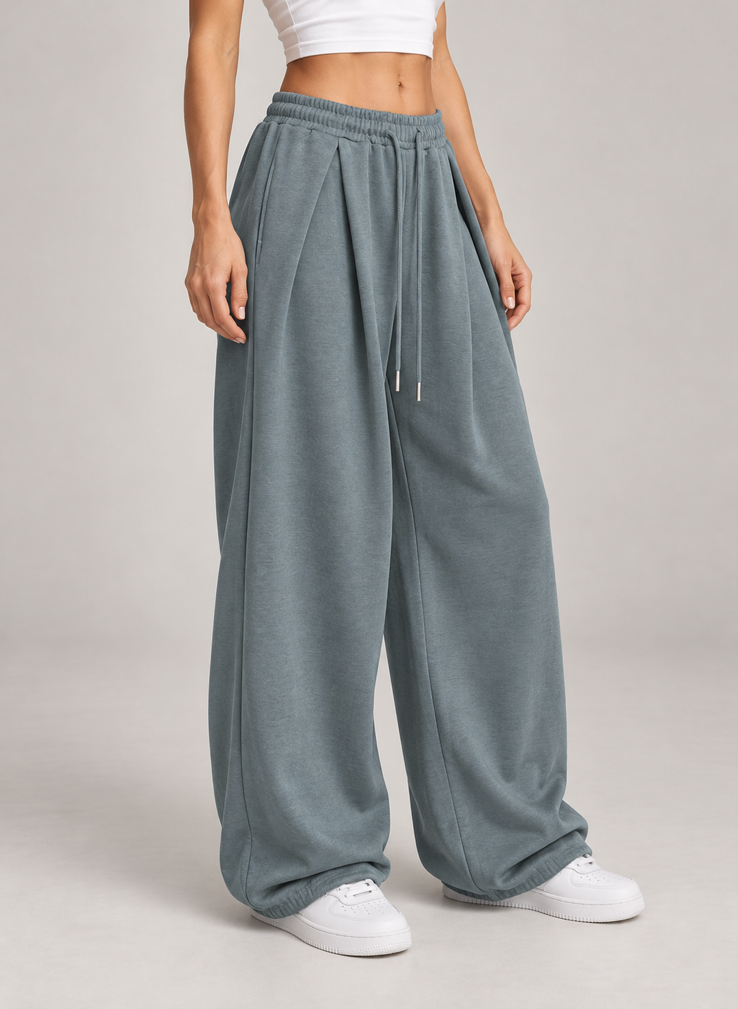 Women’s Wide Leg Joggers with Low Rise Drawstring Waist
