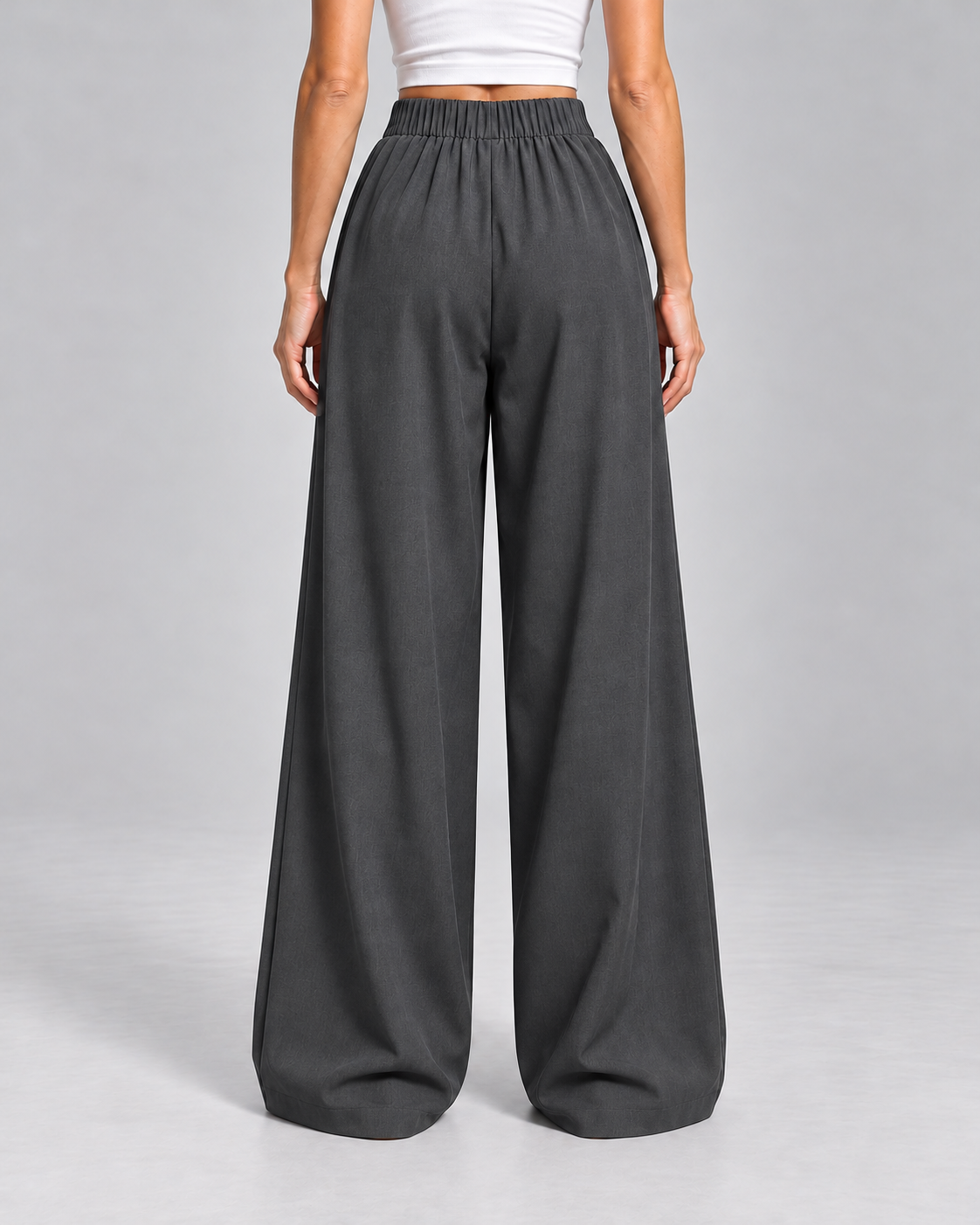 Ladies Wide Leg Trousers – High Waisted Pleated Style with Pockets