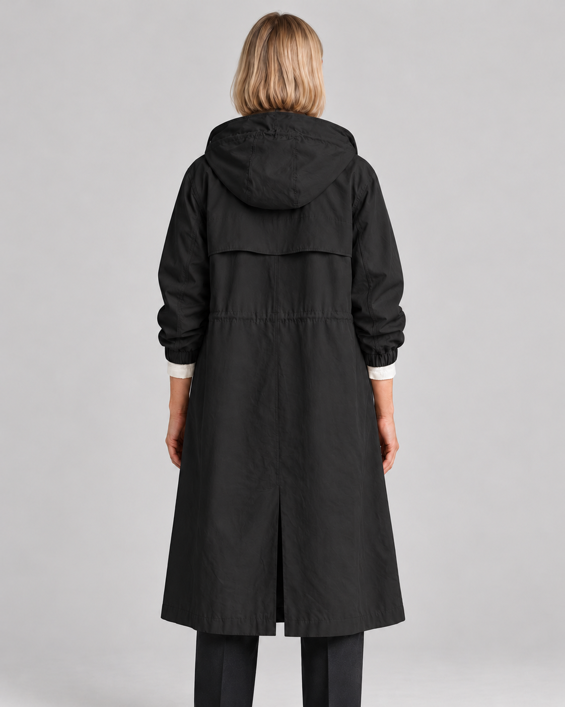 Waterproof Coat for Ladies – Long Hooded Raincoat with Button Front and Pockets