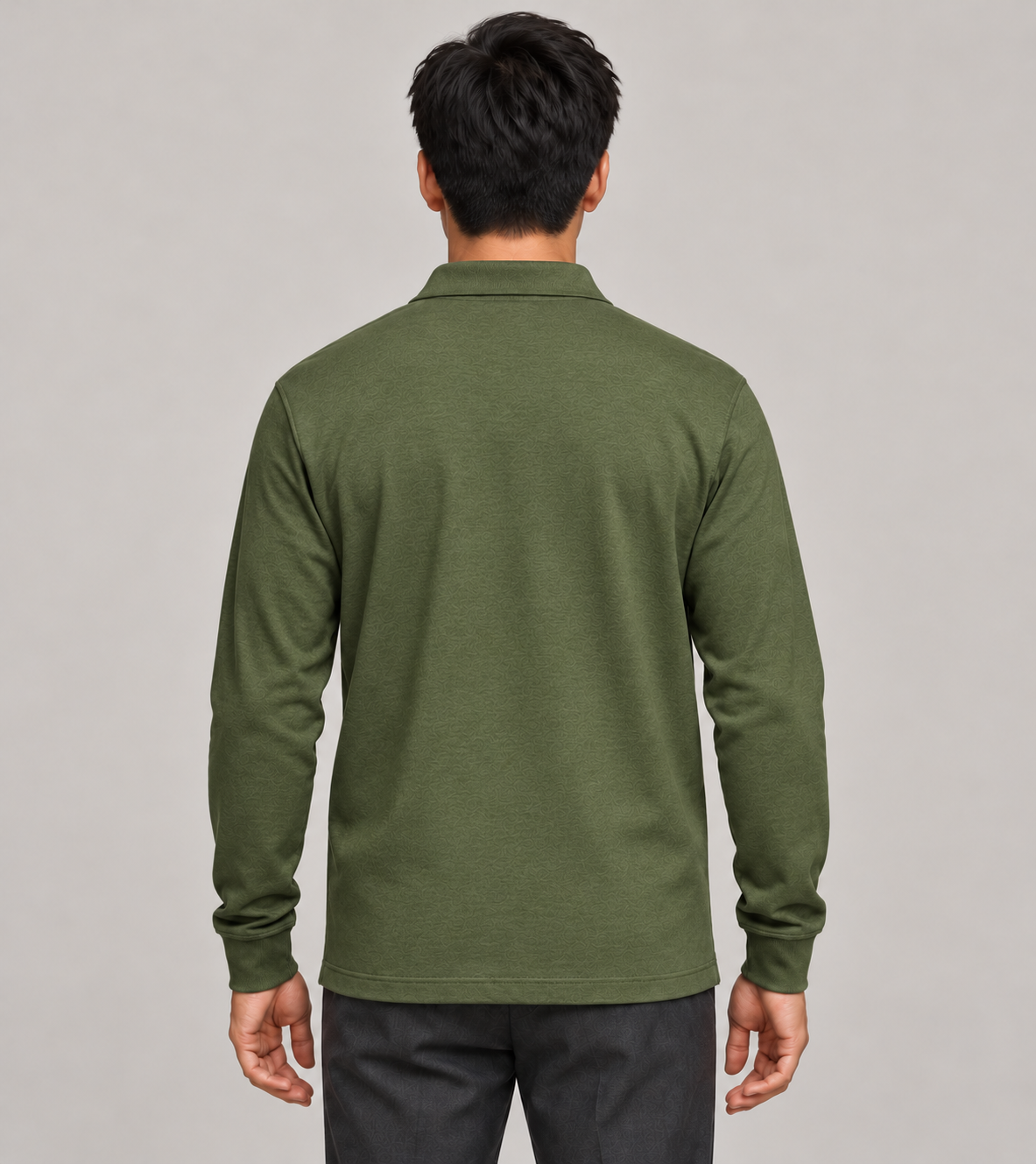 Men's Long-Sleeve Polo Shirt – Classic Collar & Button Placket