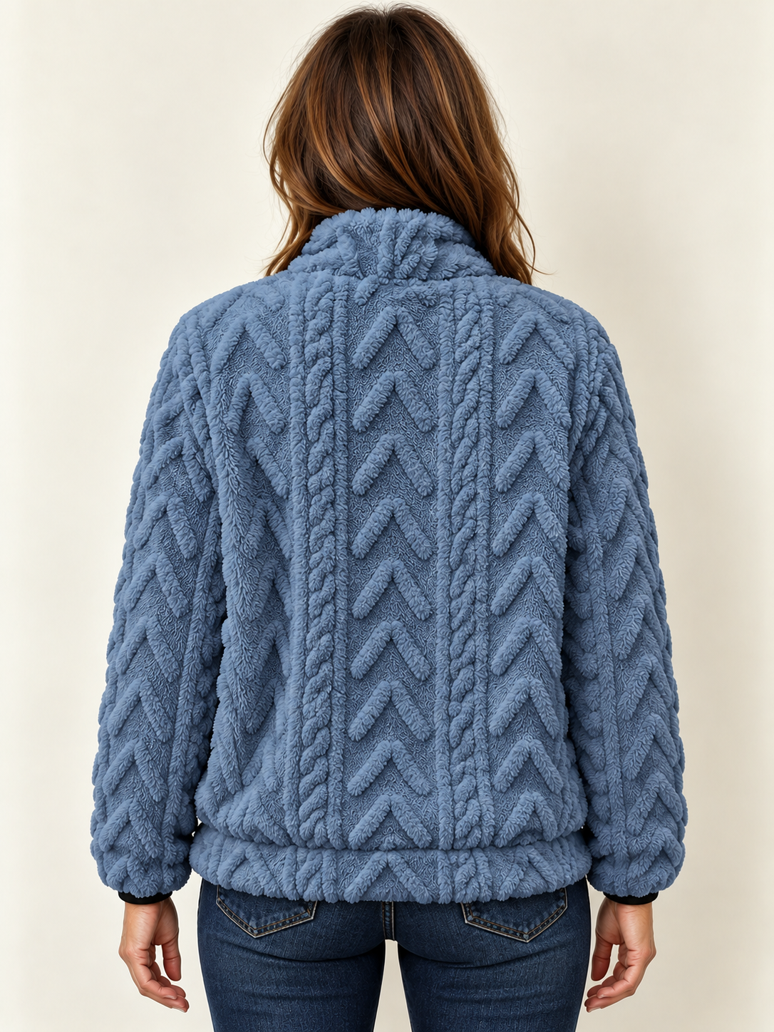 Women’s Half-Zip Fleece Jumper – Textured & Kangaroo Pocket