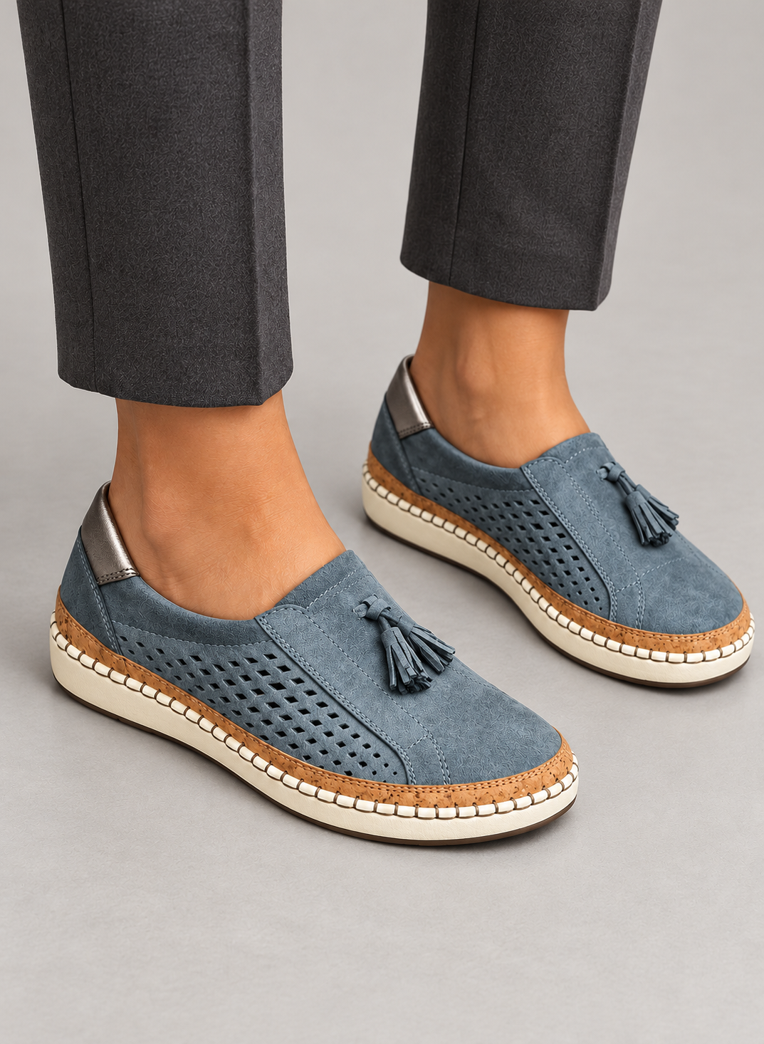 Women’s Slip On Shoes With Perforated Uppers