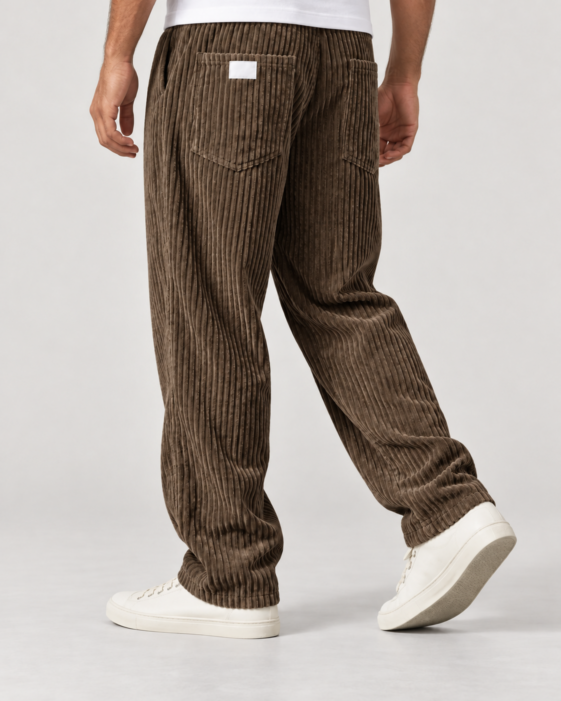 Men’s Corduroy Trousers with Drawstring Waist and Relaxed Fit