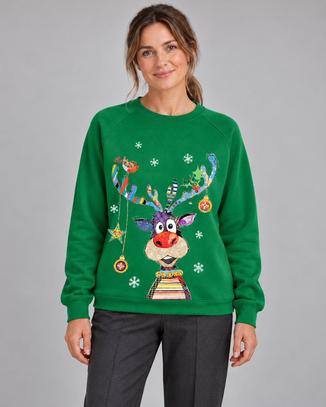 Women’s Christmas Jumper With Reindeer Graphic