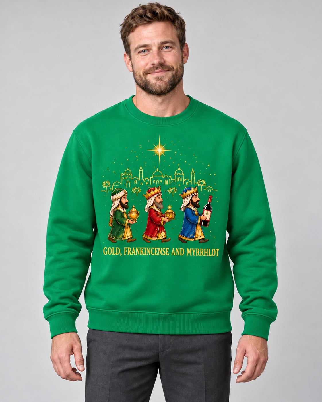 Men’s Christmas Jumper With Wise Men Graphic