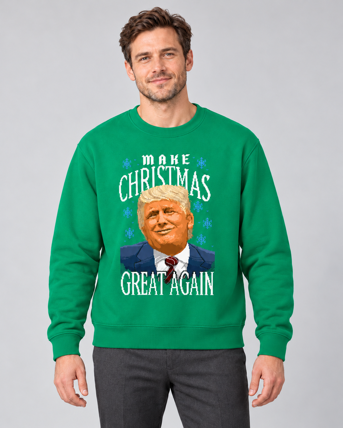 Men’s Christmas Jumper With Trump Graphic
