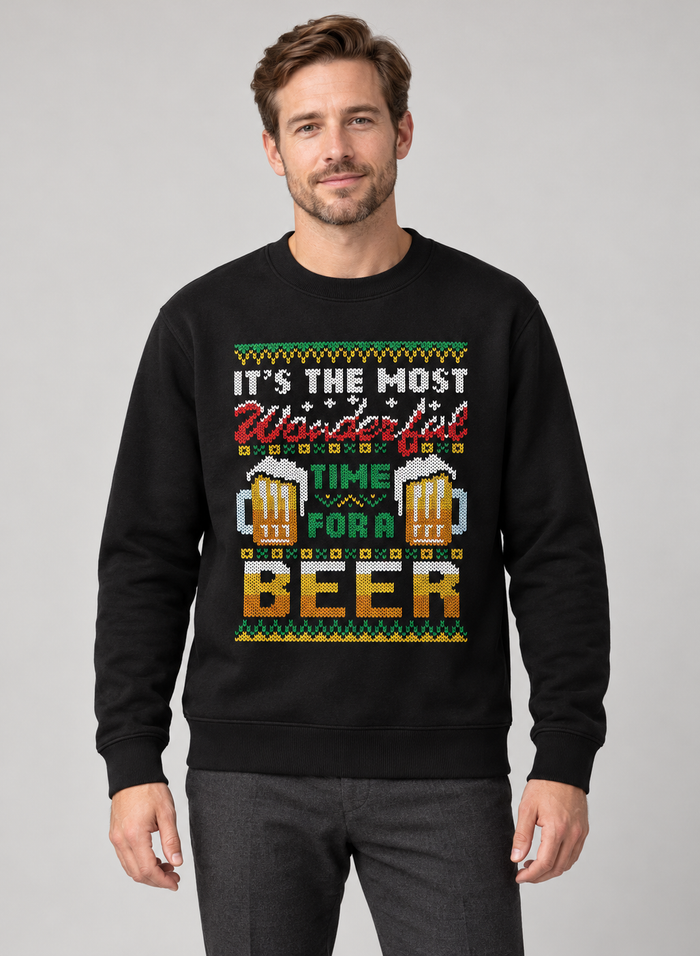 Men’s Christmas Jumper With Beer Graphic
