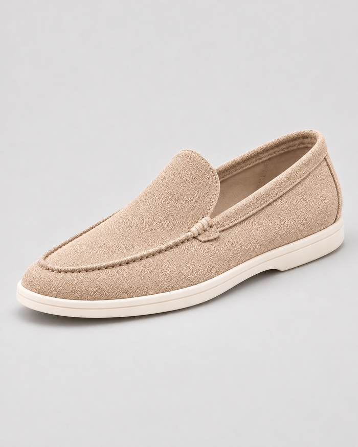 Men’s Loafers – Suede-Look Slip-On Shoes with Contrast Sole