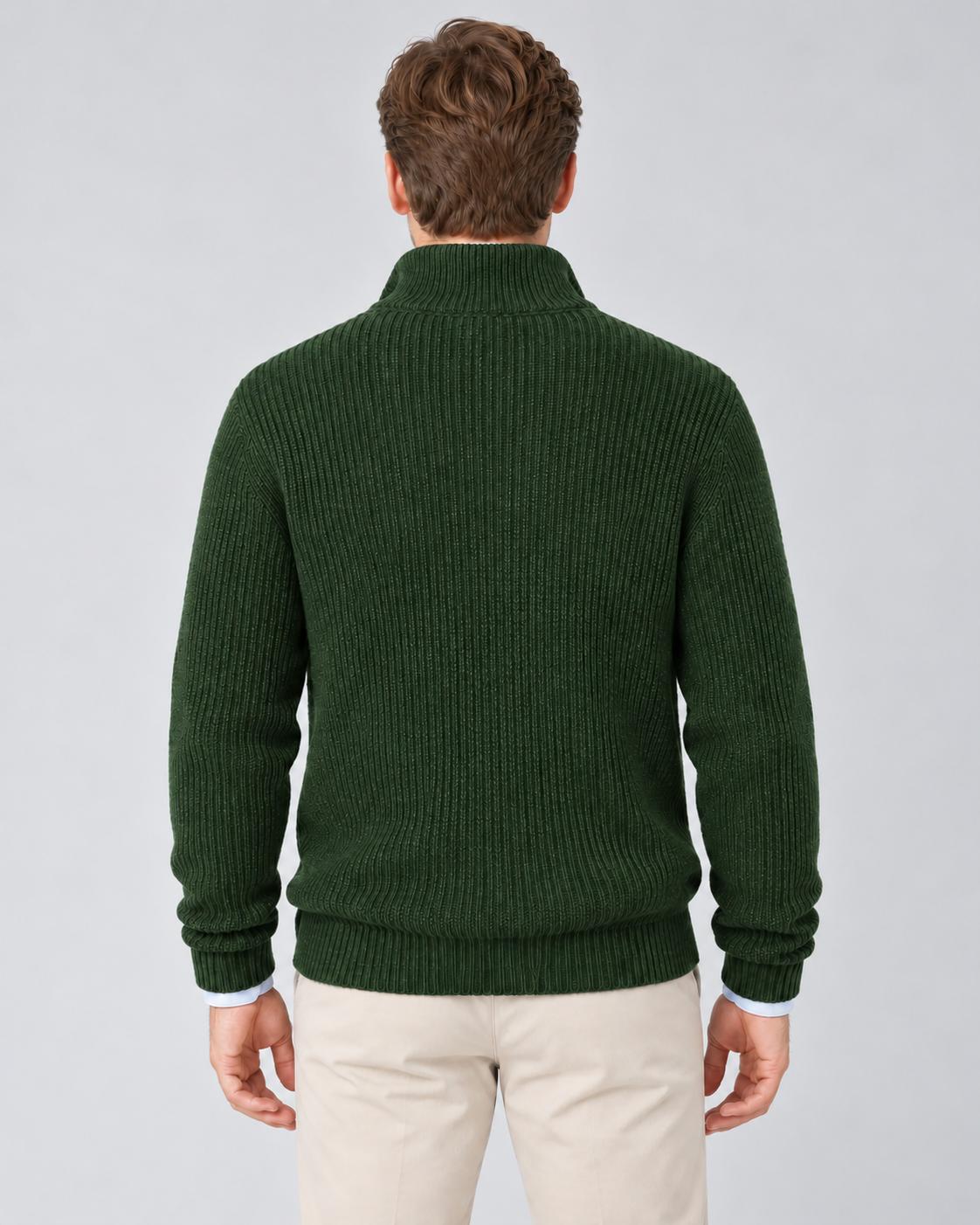 Men's Cashmere Quarter-Zip Jumper – Ribbed Knit & High Collar