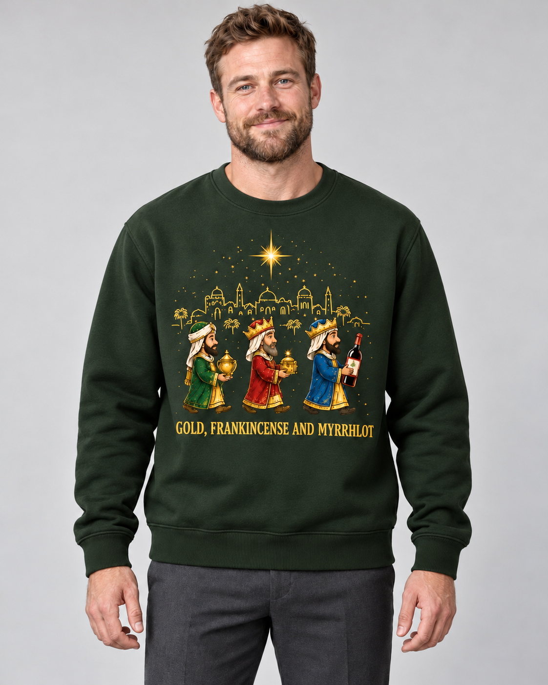 Men’s Christmas Jumper With Wise Men Graphic