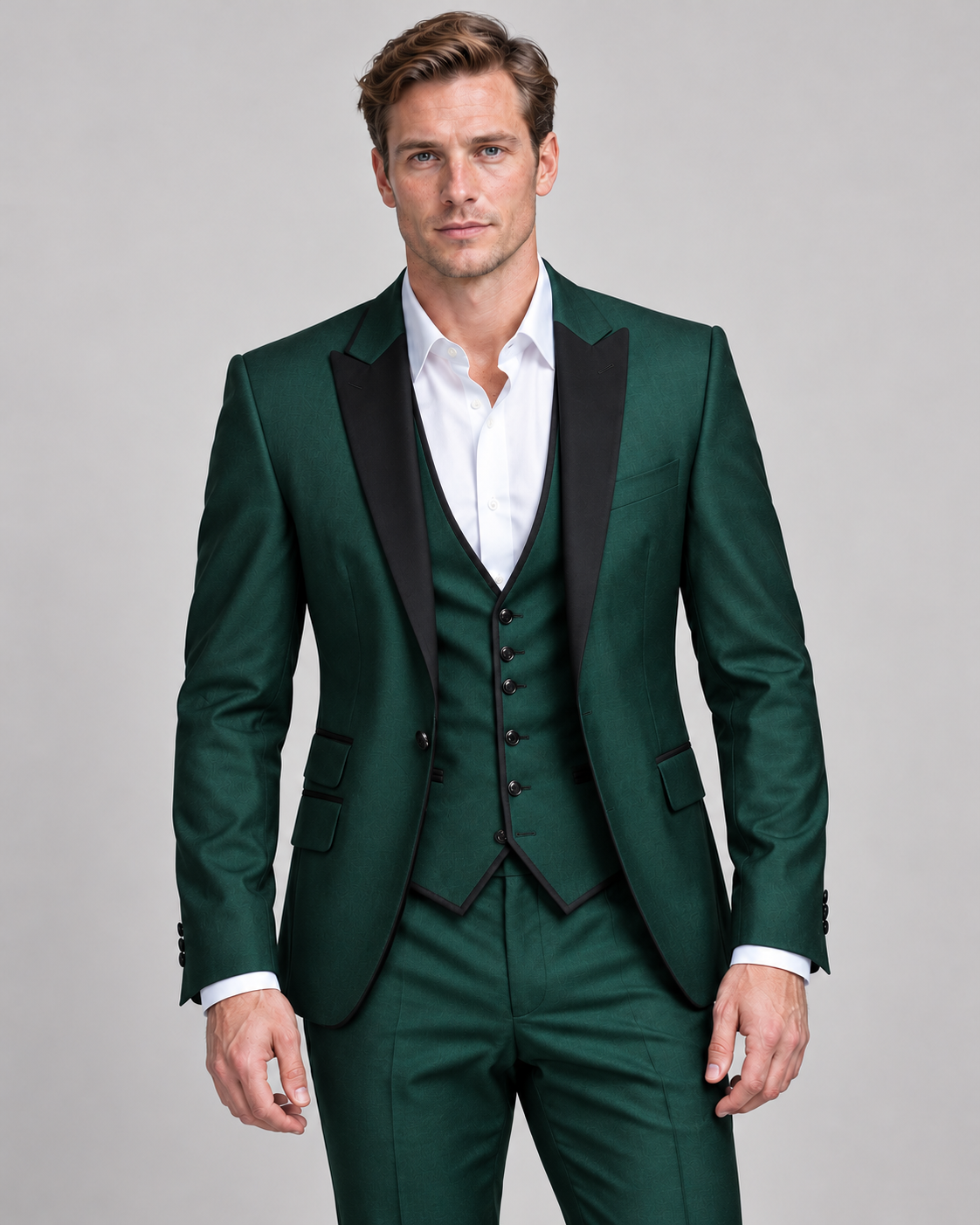 Men’s Suit Three Piece Contrast Lapel Set