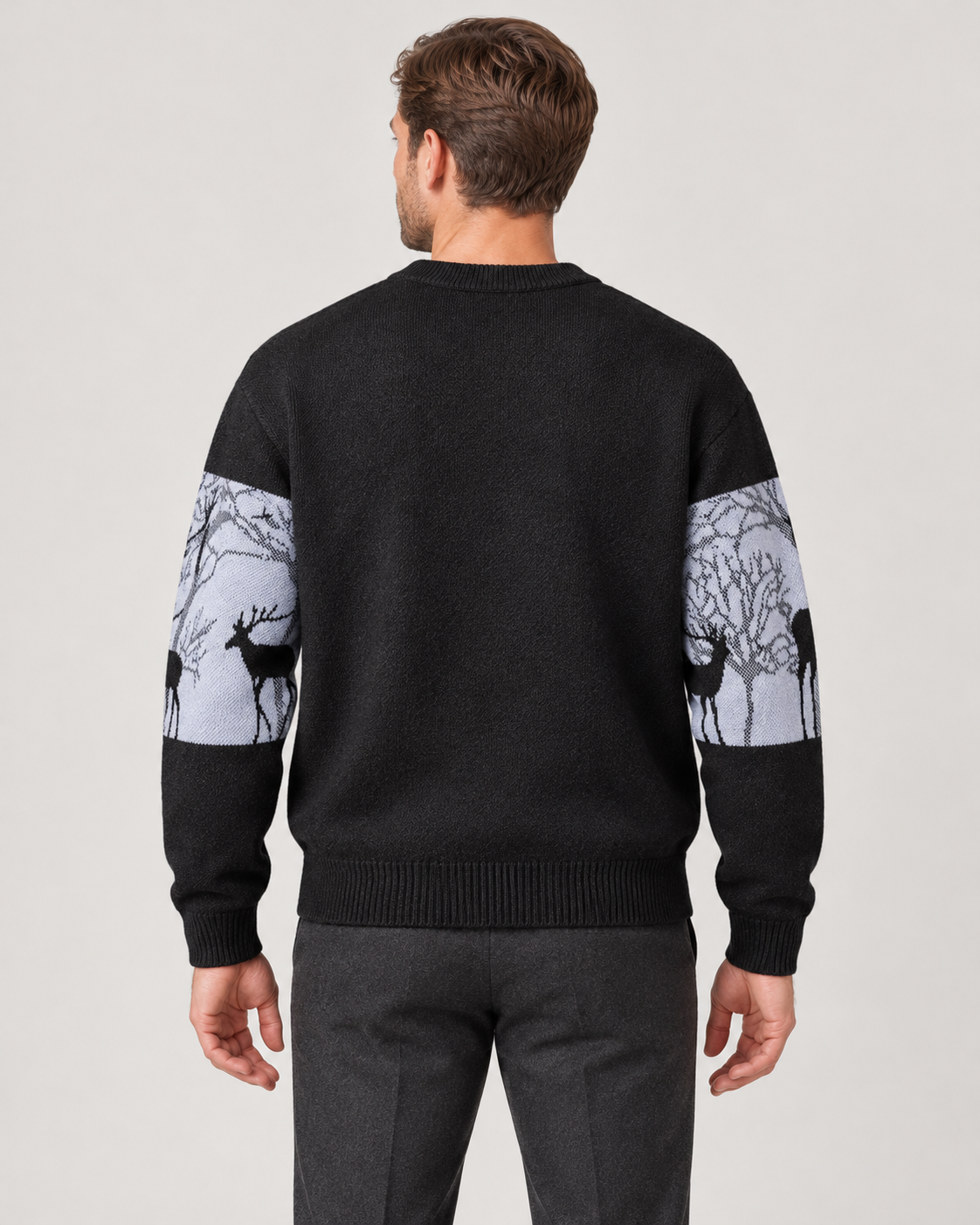 Men’s Christmas Jumper With Patterned Crew Neck