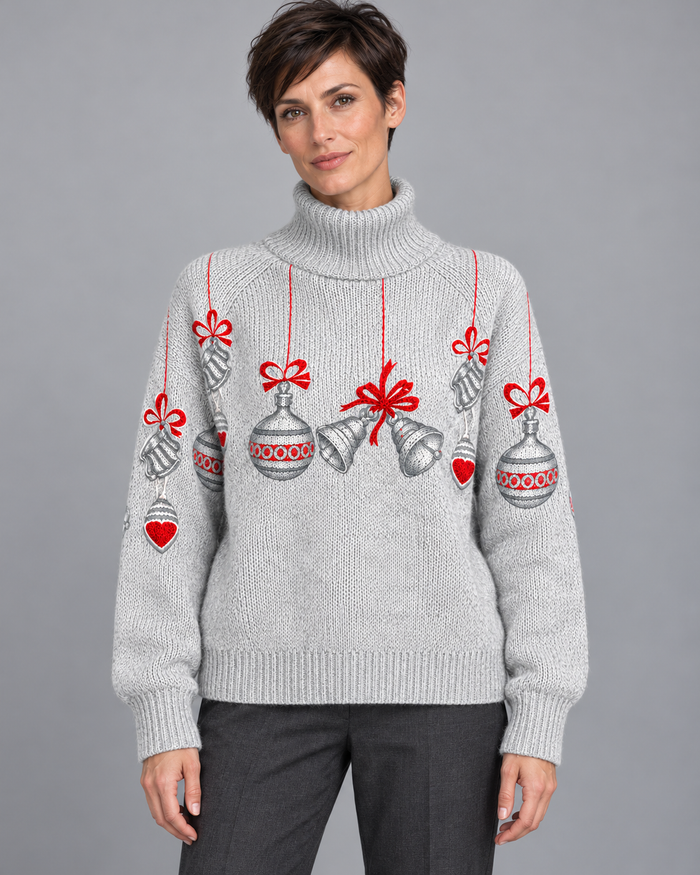 Women’s Christmas Jumper With Baubles And Bows