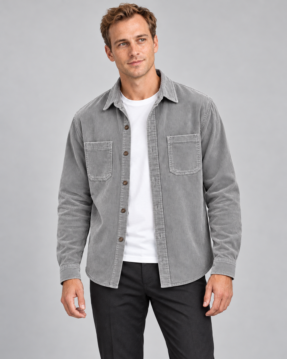 Men’s Jacket In Corduroy With Chest Pockets