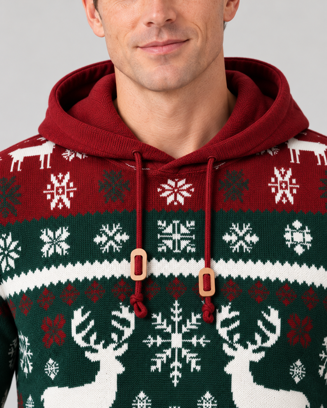 Men’s Christmas Jumper With Hood And Reindeer