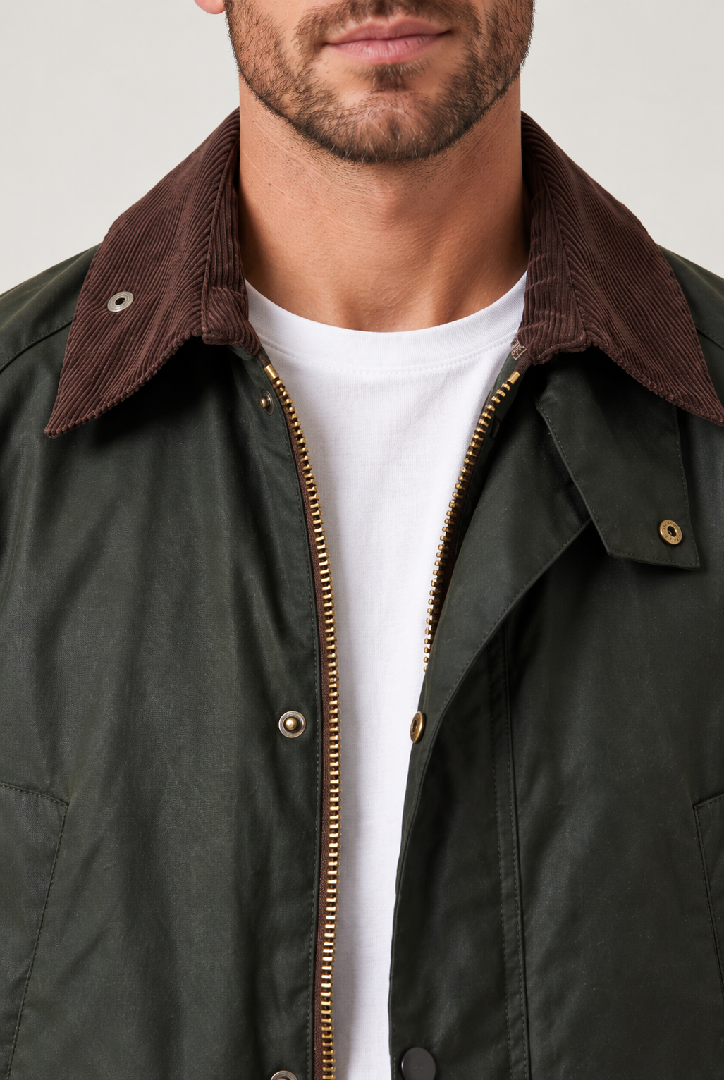 Men's Waxed Barn Jacket – Corduroy Collar & Zip Front