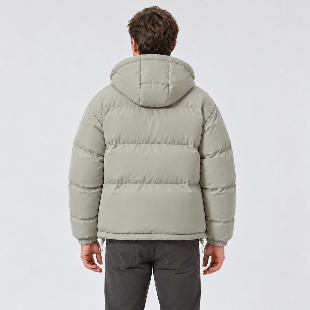Men's Hooded Puffer Jacket – Zip Front & Relaxed Fit