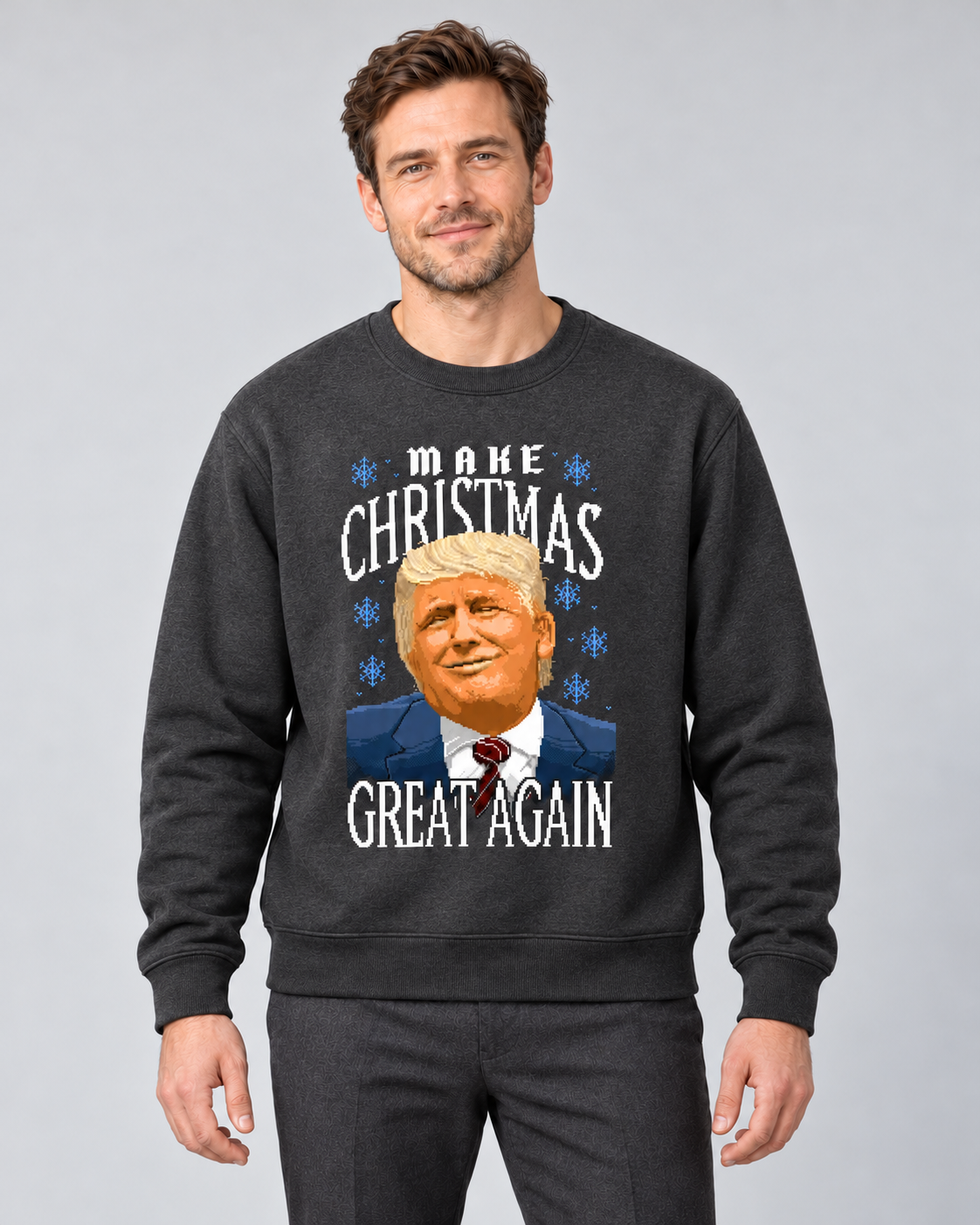 Men’s Christmas Jumper With Trump Graphic