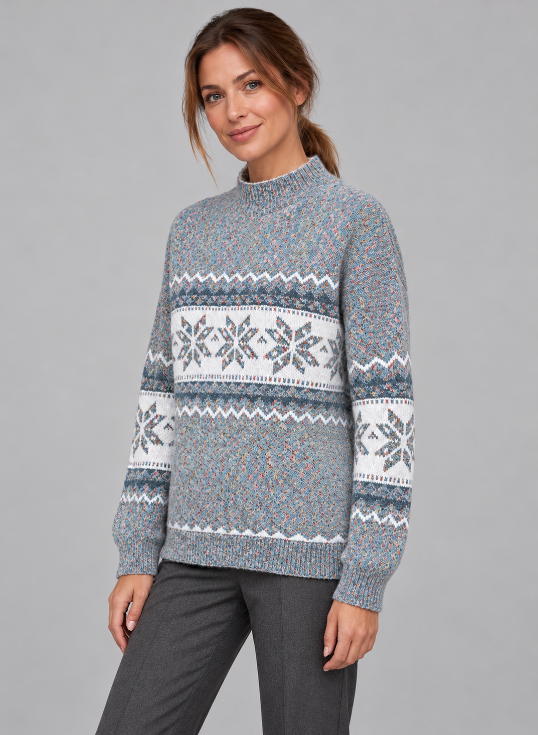Women’s Christmas Jumper With Snowflake Mock Neck