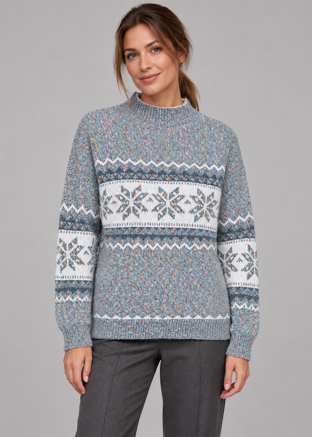 Women’s Christmas Jumper With Snowflake Mock Neck