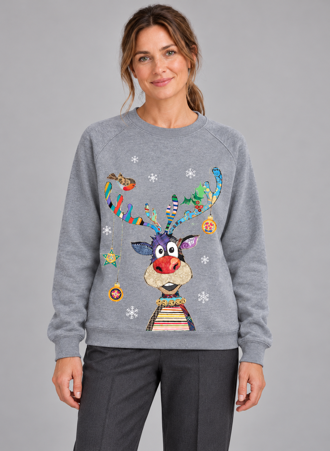 Women’s Christmas Jumper With Reindeer Graphic
