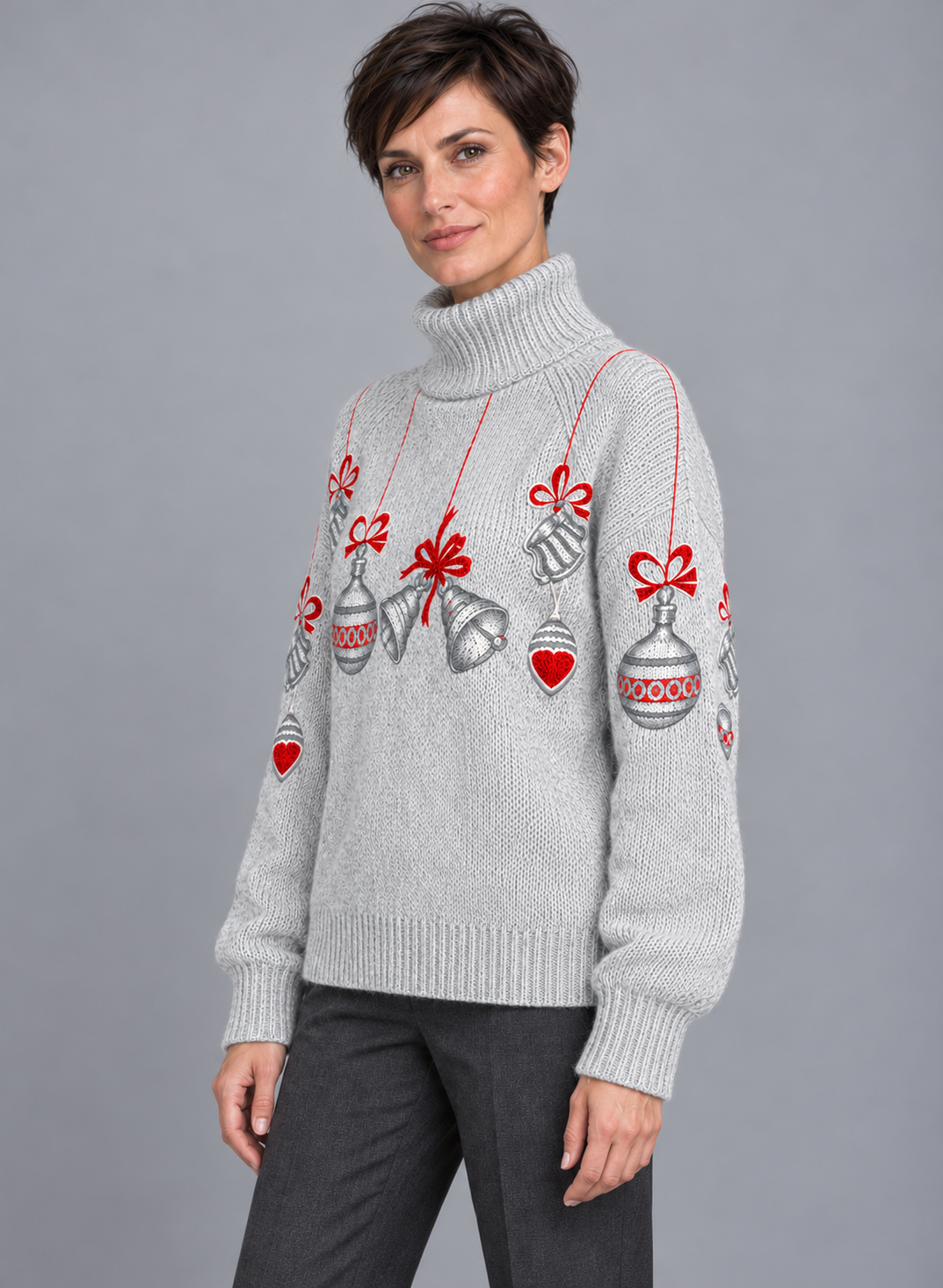 Women’s Christmas Jumper With Baubles And Bows
