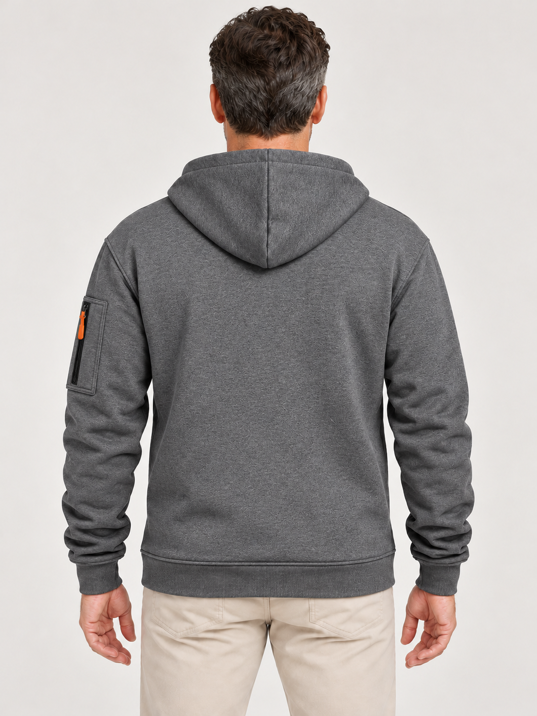 Men’s Zip-Up Hoodie – Drawstring Hood & Sleeve Pocket