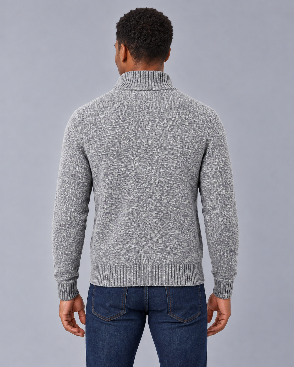 Men's Merino Wool Full-Zip Cardigan – Stand Collar & Zip Pockets