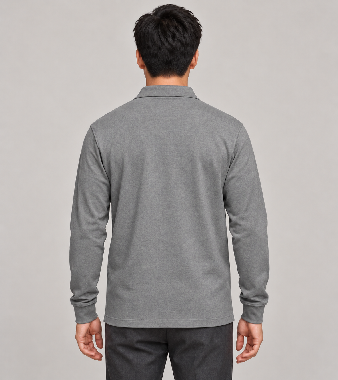 Men's Long-Sleeve Polo Shirt – Classic Collar & Button Placket