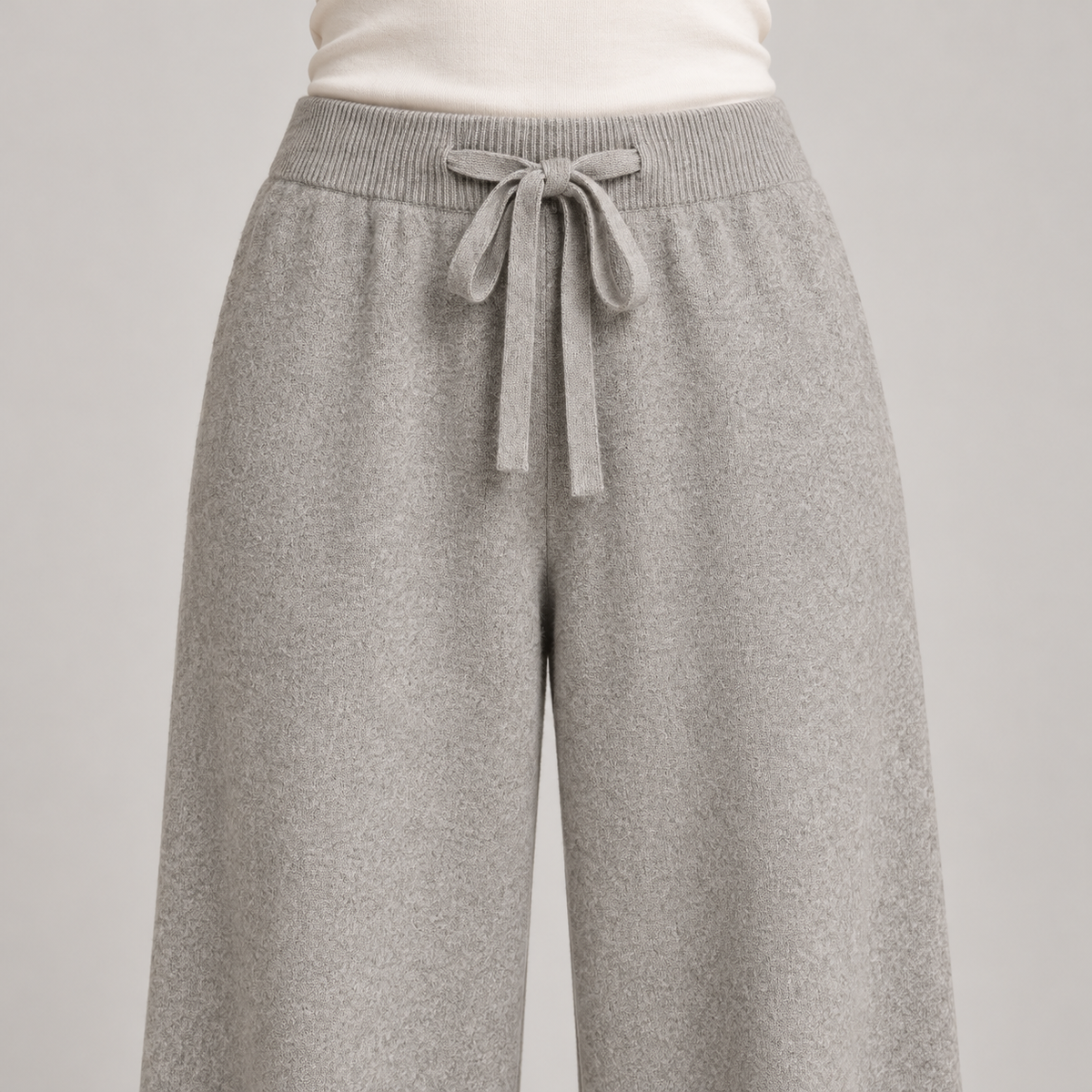 Women's Wide-Leg Knit Trousers – Drawstring Waist & Relaxed Fit